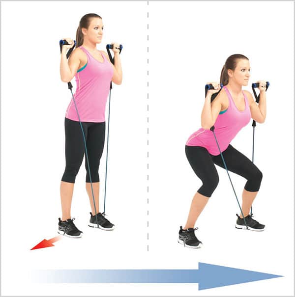 تمرین-با-کش-بدنسازی-برای-تقویت-عضلات-پا-اسکوات-یک-طرفه